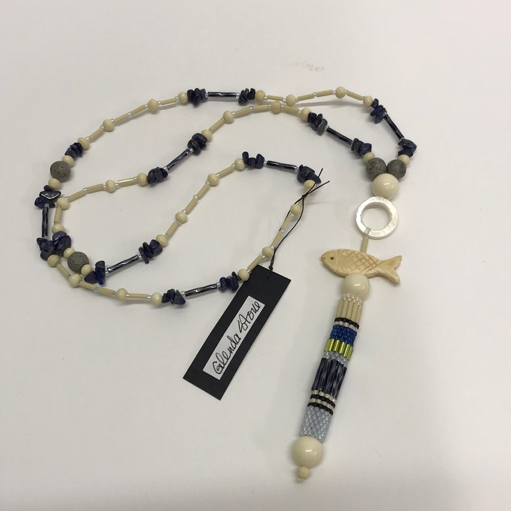 OOAK Hippie Boho Long Hand Carved Beaded Necklace